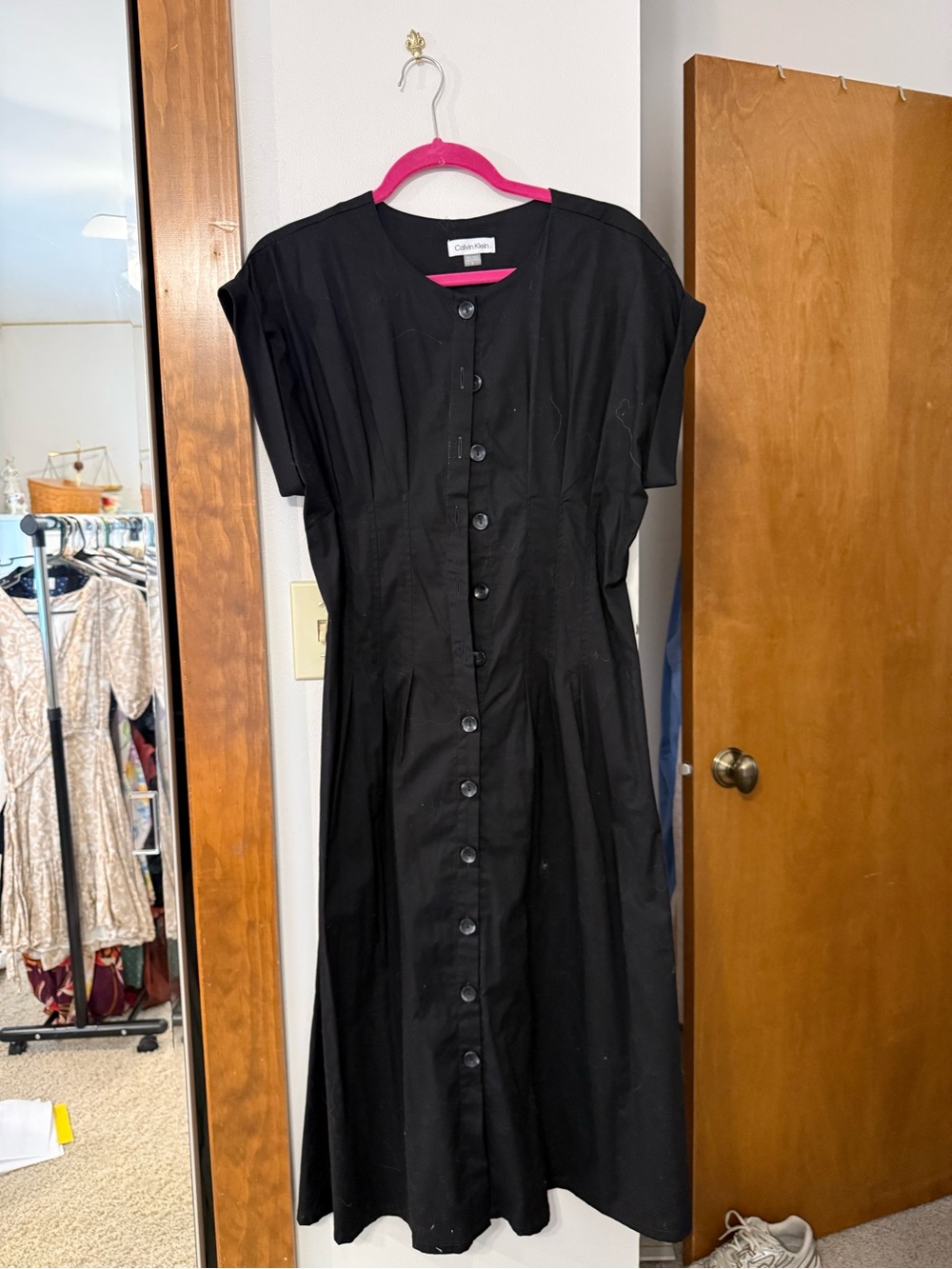 Calvin Klein Black Button-Front Midi Dress